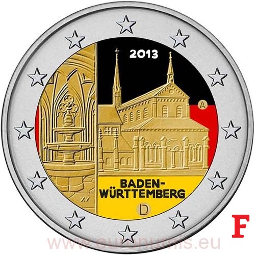 2 euro 2013 Nemecko F cc.UNC farbená Bádensko-Württembersko