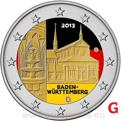 2 euro 2013 Nemecko G cc.UNC farbená Bádensko-Württembersko