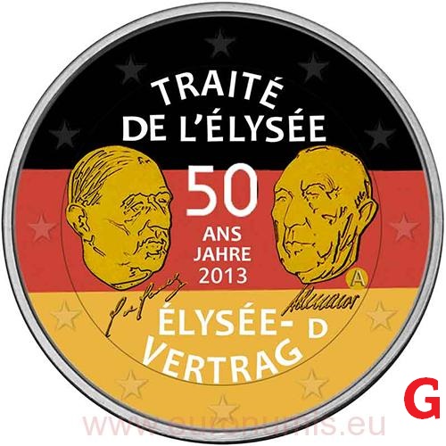 2 euro 2013 Nemecko G cc.UNC farbená Elizejská zmluva