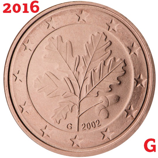 2 cent 2016 Nemecko G ob.UNC
