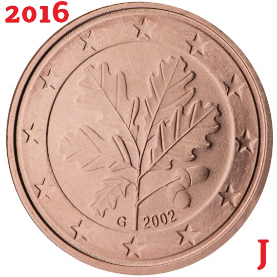 1 cent 2016 Nemecko J ob.UNC