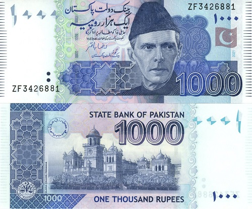 1000 Rupees 2021 Pakistan UNC séria ZF