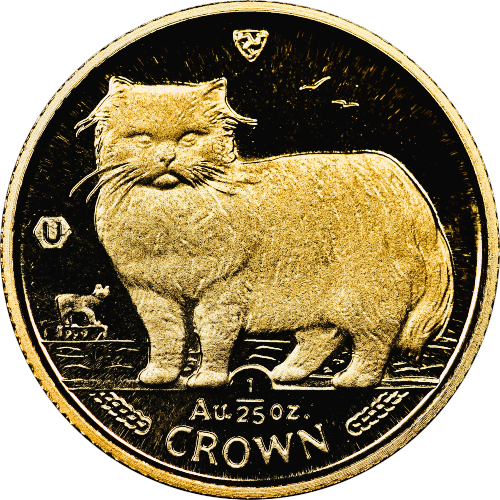 1/25 Crown 1989 Isle of Man UNC 1/25 Oz Au Persian Cat
