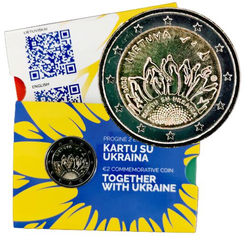 2 euro 2023 Litva BU karta Slobodu pre Ukrajinu