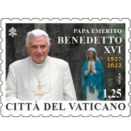 Známka 2023 Vatikán čistá, pamiatka Emeritného Pápeža Benedikta XVI