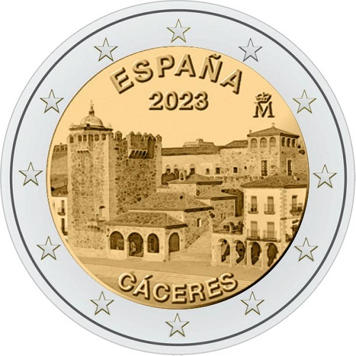 2 euro 2023 Španielsko cc.UNC mesto Cáceres