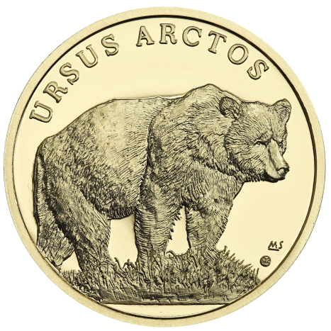 250 Dollars 2021 Niue BU 1 Oz Au Medveď hnedý