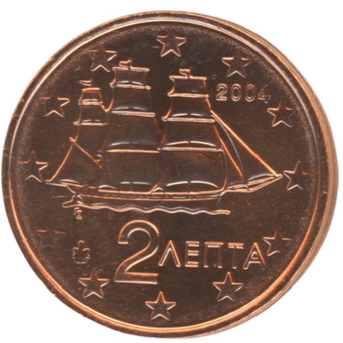 2 cent 2004 Grécko ob.UNC