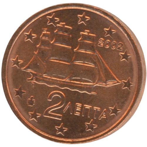 2 cent 2002 Grécko ob.UNC
