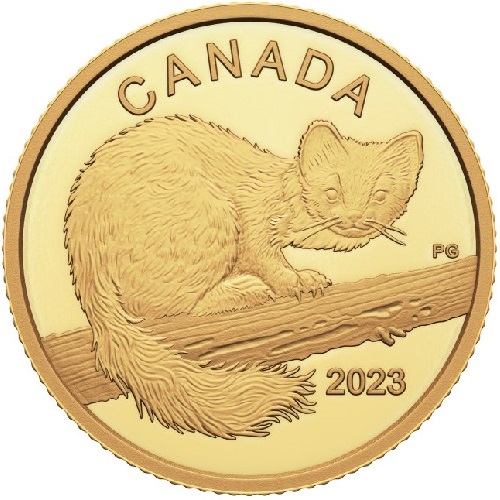 10 Dollars 2023 Kanada PROOF 1,58g  Au The Curious Marten(TRE36)