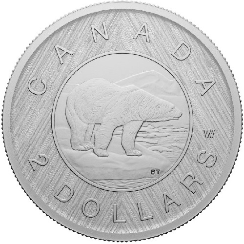 2 Dollars 2023 Kanada BU 1 Oz Ag Polar Bear W Mint Mark 