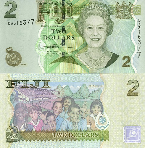 2 Dollars 2007 Fidži UNC séria DA