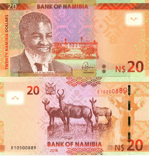 20 Dollars 2018 Namíbia UNC séria E