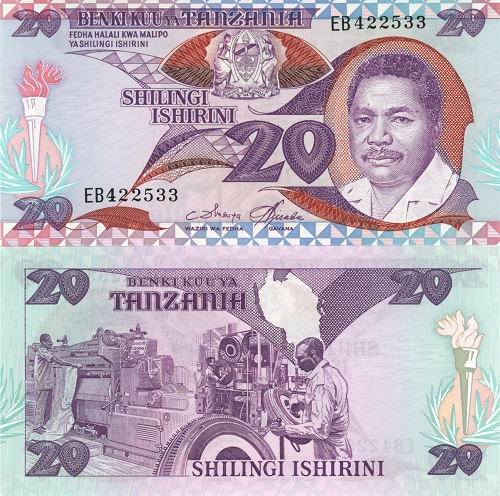 20 Shilingi 1987 Tanzánia UNC séria EB