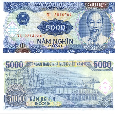 5000 Dong 1991 Vietnam UNC séria NL