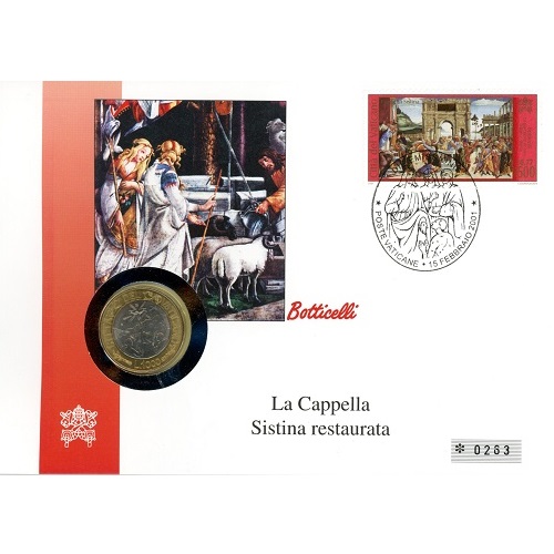 1000 Lire 1999 Vatikán BU numisbrief Botticelli + 1500 Lire (0,77€) známka