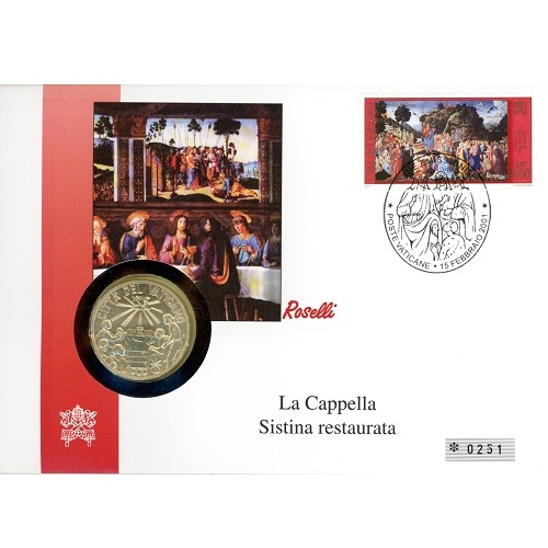 1000 Lire 1999 Vatikán BU numisbrief Roselli + 4000 Lire (2,07€) známka