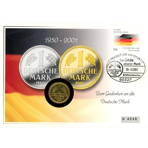 Deutsche Mark 1950 Nemecko BU numisbrief Deutsche Mark  +  1,10 DM známka