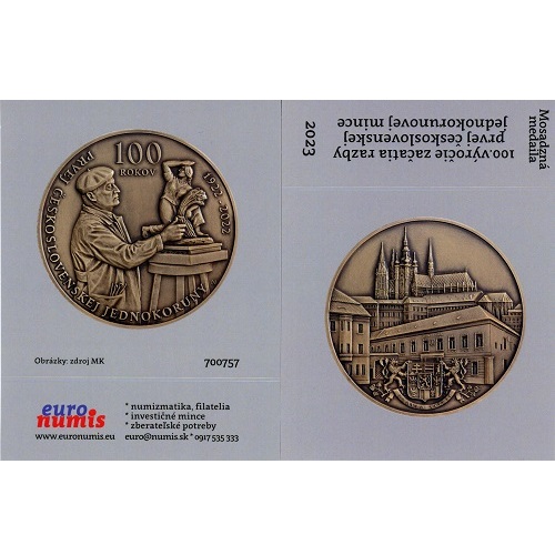 Papierový prebal na Medailu MS, 100.výročie začatia razby jednokorunovej mince