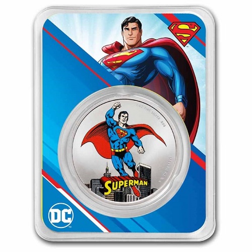 5 Dollars 2023 Samoa BU karta farbená 1 Oz Ag DC Comics Superman (V:3:2)