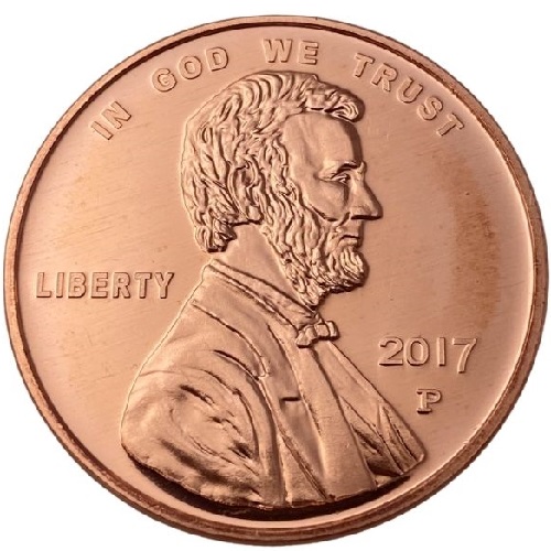Medaila, ADVP OUNCE 999/1000 Cu Lincoln Penny
