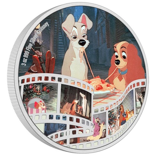 10 Dollars 2023 Niue PROOF farbená 3 Oz Ag Lady and the Tramp
