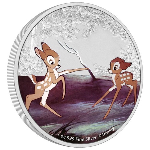 2 Dollars 2022 Niue PROOF farbená 1 Oz Ag Bambi and Faline