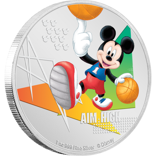 2 Dollars 2020 Niue PROOF farbená 1 Oz Ag Mickey Mouse - Aim High