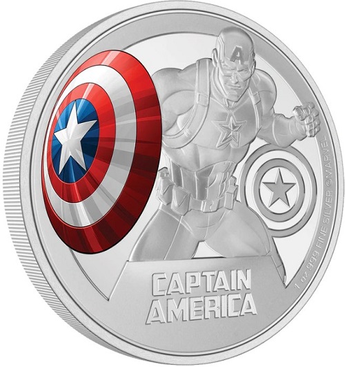 2 Dollars 2023 Niue PROOF farbená 1 Oz Ag Marvel - Captain America