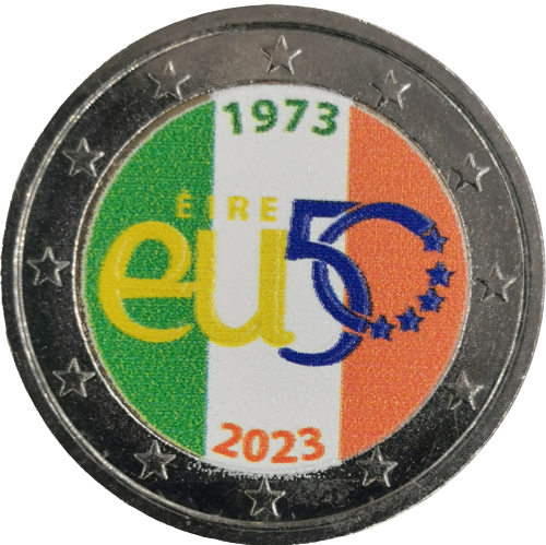 2 euro 2023 Írsko cc.UNC farbená, Vstup Írska do Európskej únie