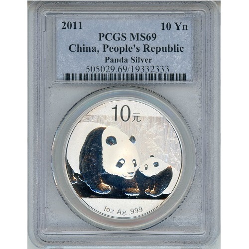 10 Yuan 2011 Čína BU PCGS 1 Oz Ag Panda 