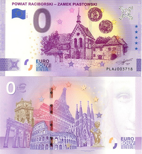 0 euro suvenír 2021/1 Poľsko UNC Powiat Raciborski (ND) (obálka)