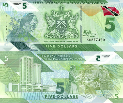 5 Dollars 2020 Trinidad a Tobago UNC séria AU