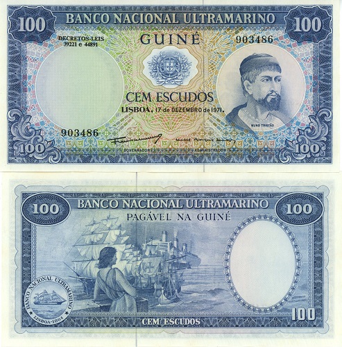 100 Escudos 1971 Guinea-Bissau (Portugalská Guinea) UNC 