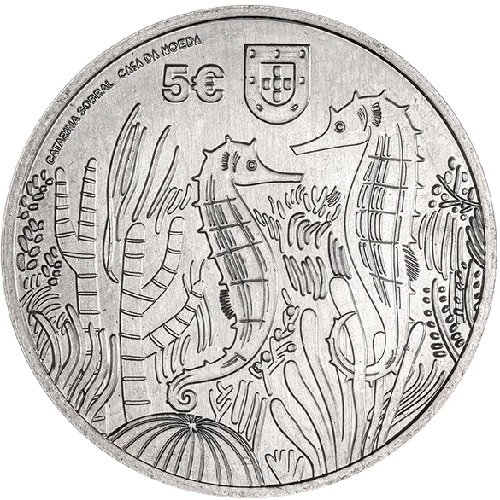 5 euro 2021 Portugalsko cc.UNC Morský koník