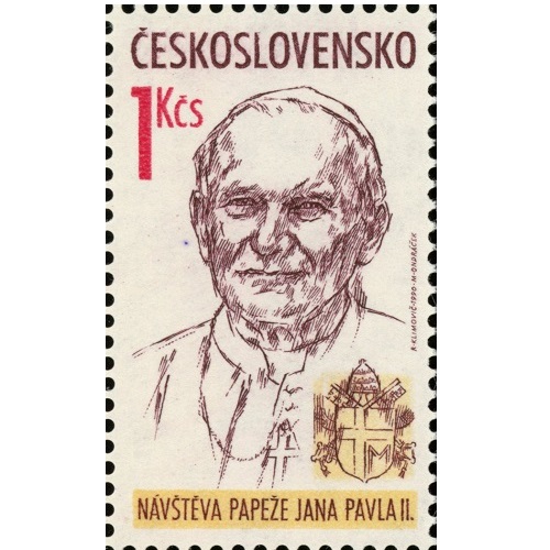 Známka 1990 Československo čistá, Návšteva pápeža Jana Pavla II.