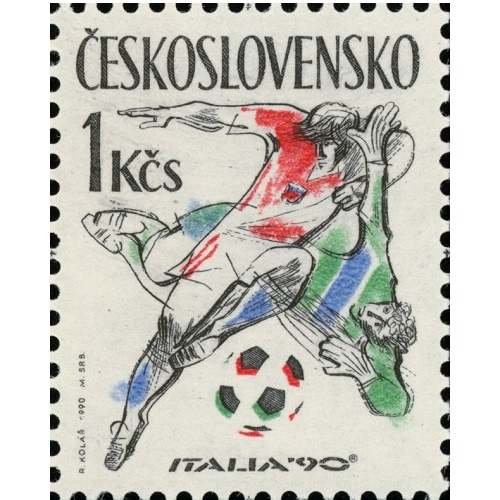 Známka 1990 Československo čistá, MS sveta vo futbale ITALIA 90