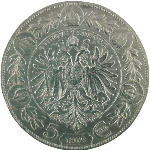 5 Corona 1909 bz Rakúsko Uhorsko, František Jozef I.