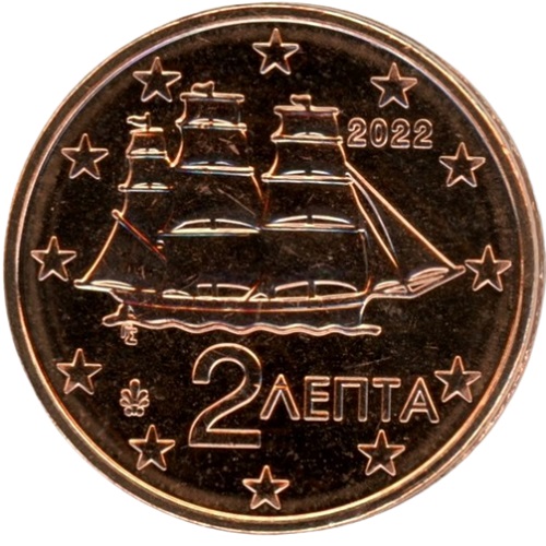 2 cent 2022 Grécko ob.UNC