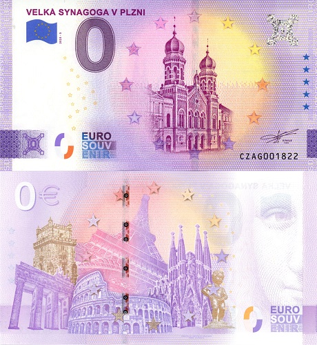 0 euro suvenír 2023/3 Česko UNC Velká synagoga v Plzni (ND)