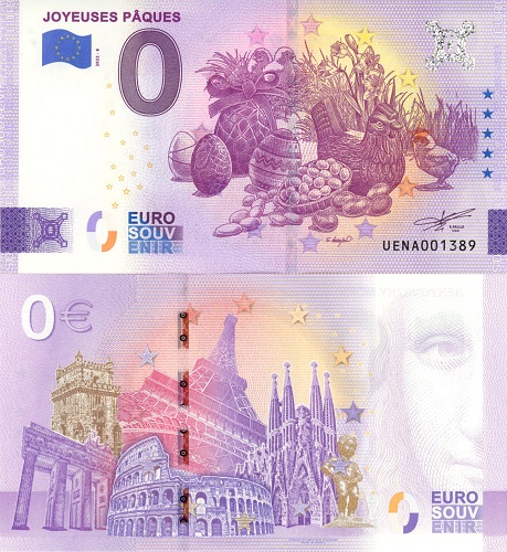 0 euro suvenír 2022/8 Francúzsko UNC Joyeuses Pâques (ND)