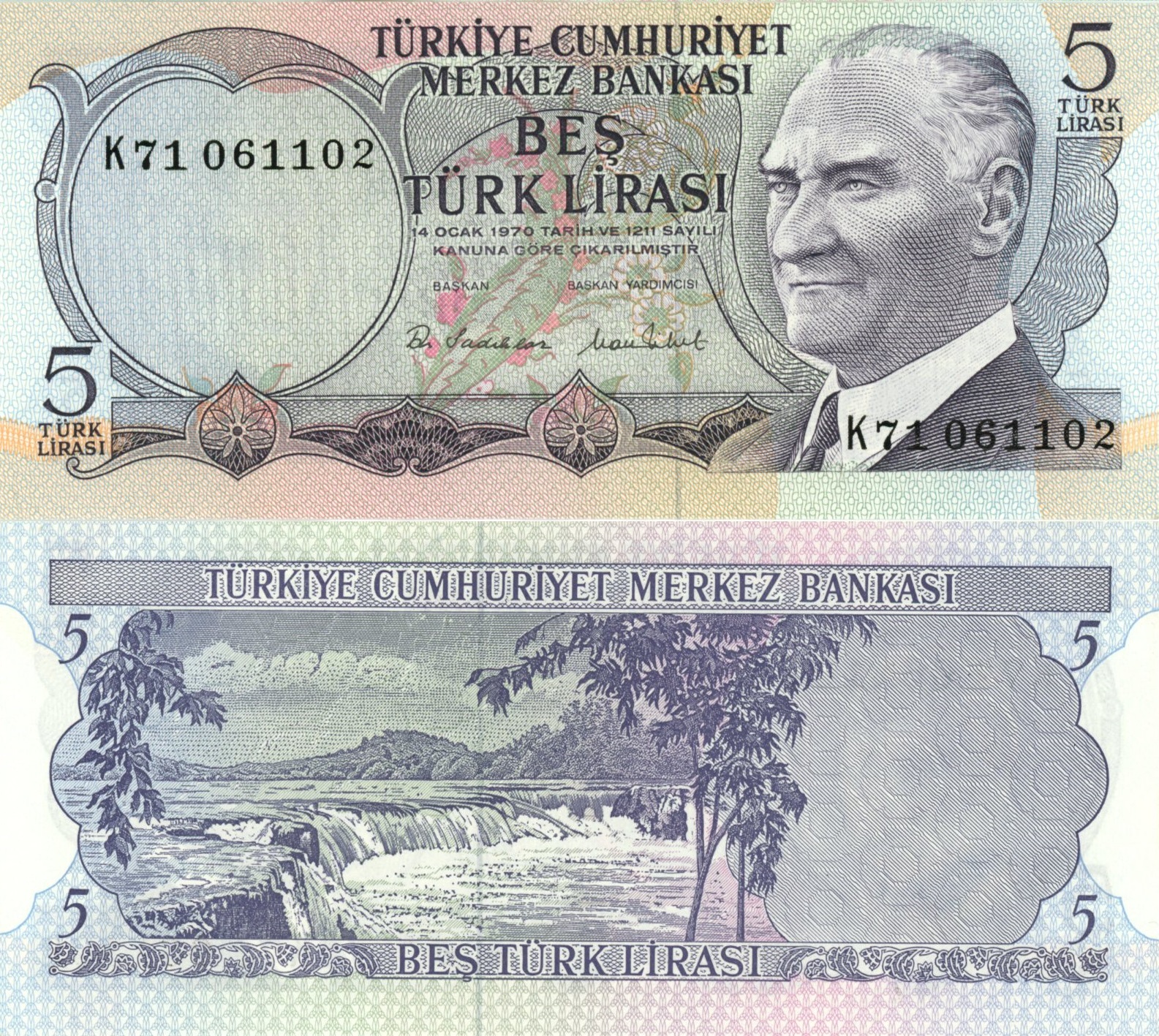 5 Lirasi 1976 Turecko UNC séria K