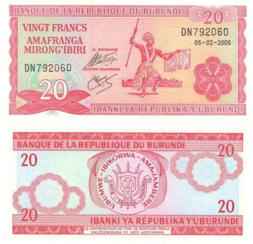 20 Francs 2005 Burundi UNC séria DN