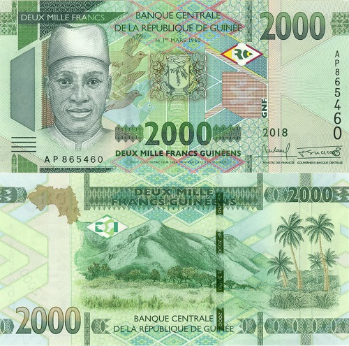 2000 Francs 2018 Guinea UNC séria AP