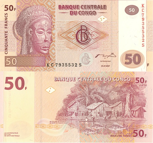 50 Francs 2007 Kongo Dem. Rep. UNC séria KC*S