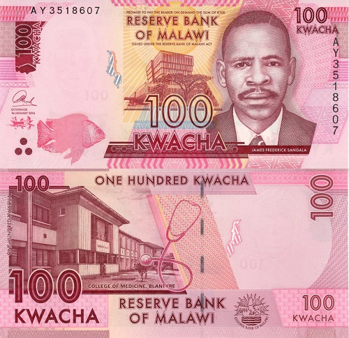 100 Kwacha 2016 Malawi UNC séria AY
