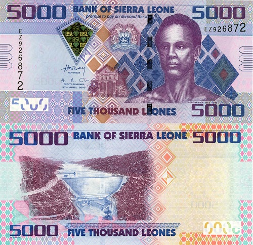 5000 Leones 2010 Sierra Leone UNC séria EZ