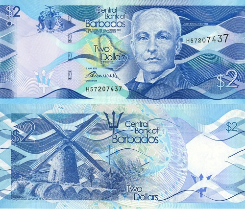 2 Dollars 2013 Barbados UNC séria H