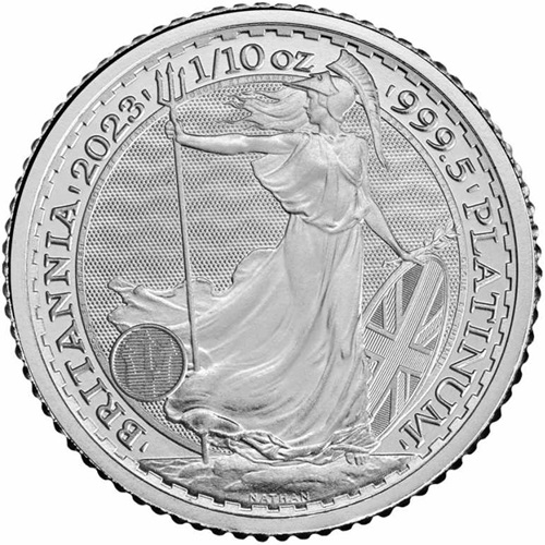 10 Pounds 2023 Anglicko BU 1/10 Oz Pt, Britannia (King Charles III)