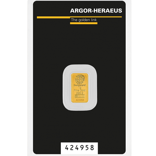 Investičné zlato - zlatá tehlička 1 g  999,9 Argor-Heraeus (TRE36)